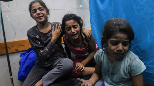 | Palestinian children injured in an Israeli air strike await treatment at the Nasser hospital in Khan Yunis in southern Gaza on 17 October 2023 AFP | MR Online